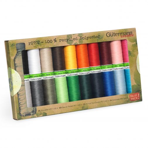 Gutermann Thread Set: Sew-All: Recycled (rPET): 20 x 100m: Assorted | 731139\1