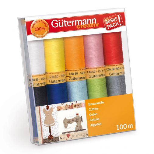 Gutermann Thread Set: Natural Cotton C. No.50: 10 x 100m: Colour Assortment 2 | 734521\2